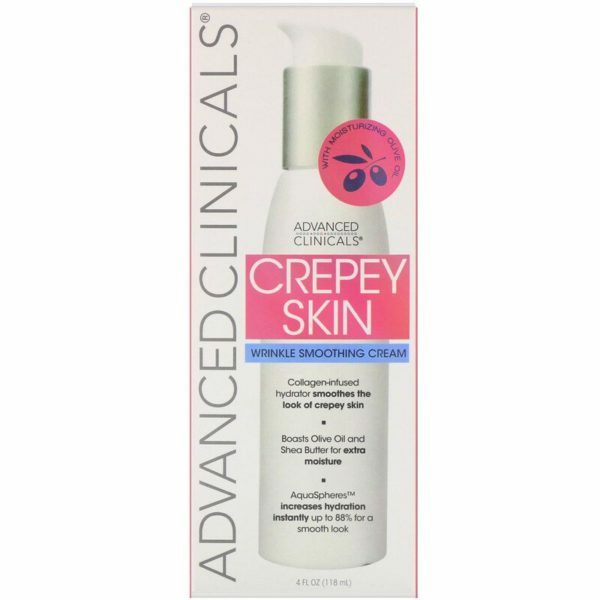 Advanced Clinicals Crepey Skin Cream - Wrinkle Smoothing Skin Care Cream Moisturizer For Body, Neck 4oz
